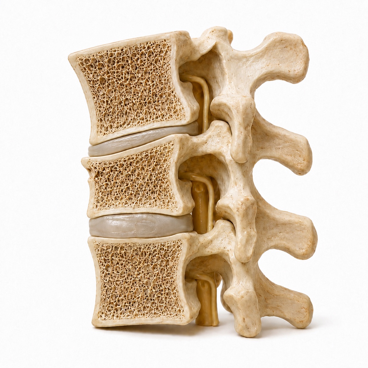 Illustrative model of a compressed wedge-shaped vertebra